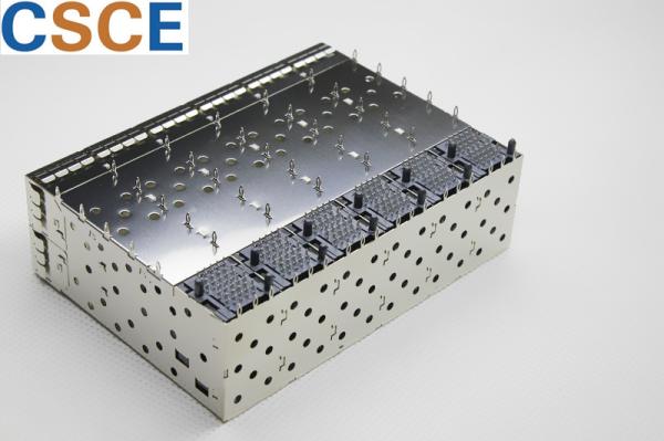 Energy Saving Fiber SFP Cage Connector 2 * 6 Ports With Grounding Pin Connector