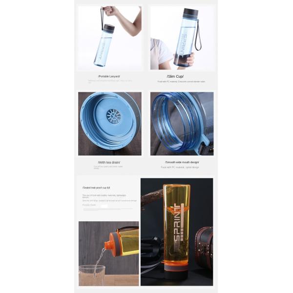 Customized Logo Lightweight Plastic Travel Water Bottle Outdoor Sports Water Bottle 500ml/650ml/750ml/1000ml/1200ml With Rope Multifunctional Multipurpose