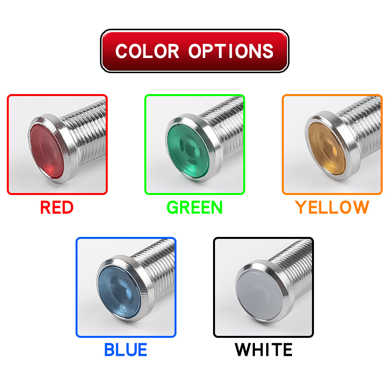 Metal Indicator Light 8mm LED With Wire Power Signal Light Waterproof Indicator Light 6V 24V 220V Red Green Yellow Blue