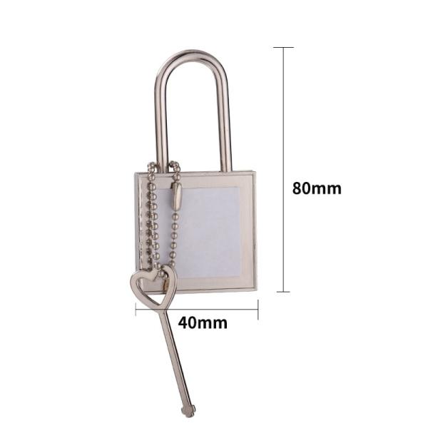 Cerradura de amor de sublimación de metal en blanco con llave de sublimación personalizada