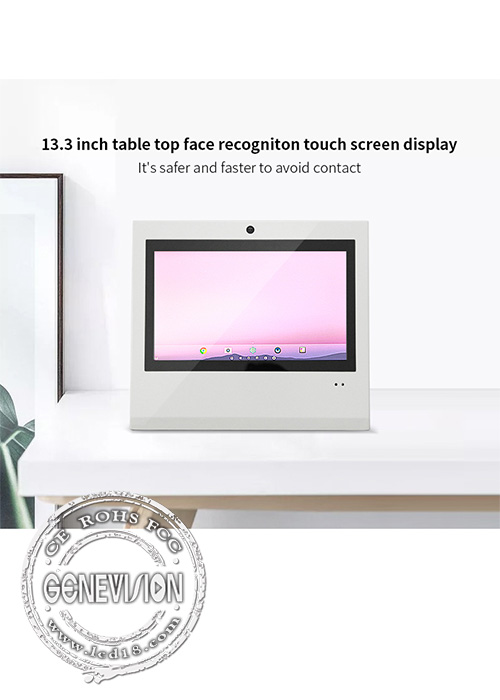 Настольный 13,3 Signage LCD цифров андроида 8,1 дюйма со статистикой подачи посетителя