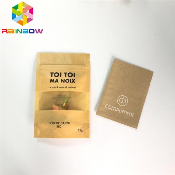 Saco de papel branco Resealable dos sacos de papel Ziplock do produto comestível com o malote de empacotamento Eco-amigável da janela para o chá