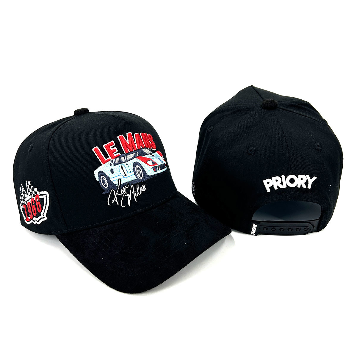 Full Black Suede Cotton Custom Hats 5 Panel 3D Embroidery Blue Lining Baseball Cap