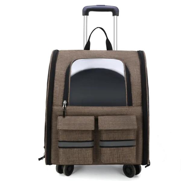 Dog Cat Carrier With Wheels Outdoor Backpack Pet Carrier Pet Trolley Portable