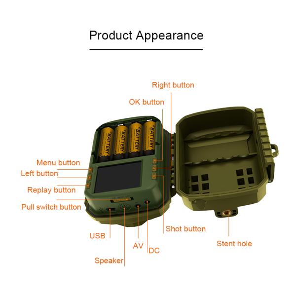 Portable 20m Night Vision Trail Camera 2 Inch Screen HD 1080p Wildlife Motion Camera