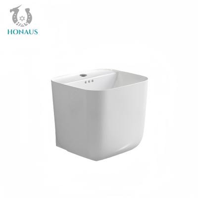 Square Bathroom Wall Hung Basin White Best Ceramic Large Capacity Modern Design