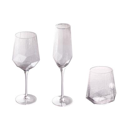 Serviço sem chumbo dado forma do OEM do cálice dos vidros de vinho diamante de cristal claro