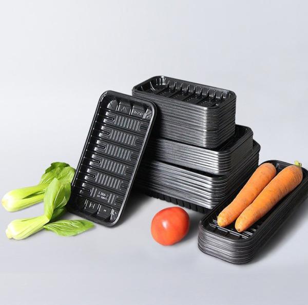 Disposable Plastic PET Food Packaging Tray Custom Black Transparent For Meat Vegetable