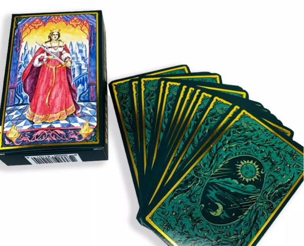 Customized Gold Foil 350gsm Coated Paper Tarot Cards 70x120mm With Tuck Box