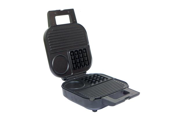 3 In 1 Indoor Contact Grill With Stainless Steel Decorative Panel