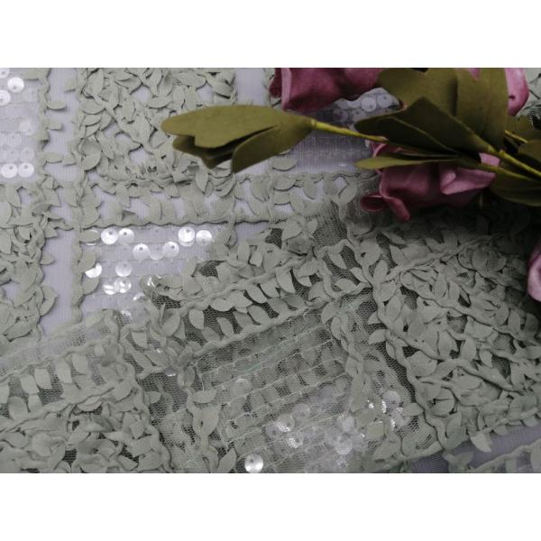 Сетка шнурка вязания крючком Sequin зеленого цвета ODM прозрачной связыванная тканью