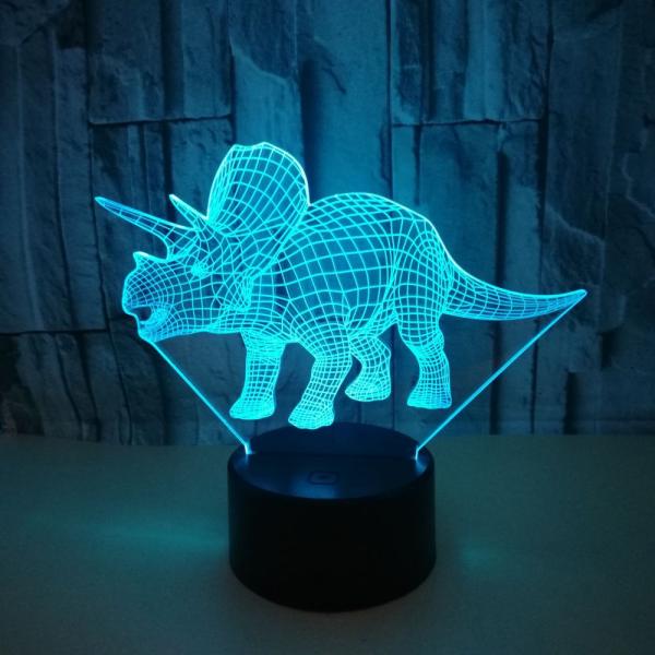 Foreign trade new dinosaur 3D night light Colorful touch LED visual light Gift atmosphere LED stereo table lamp