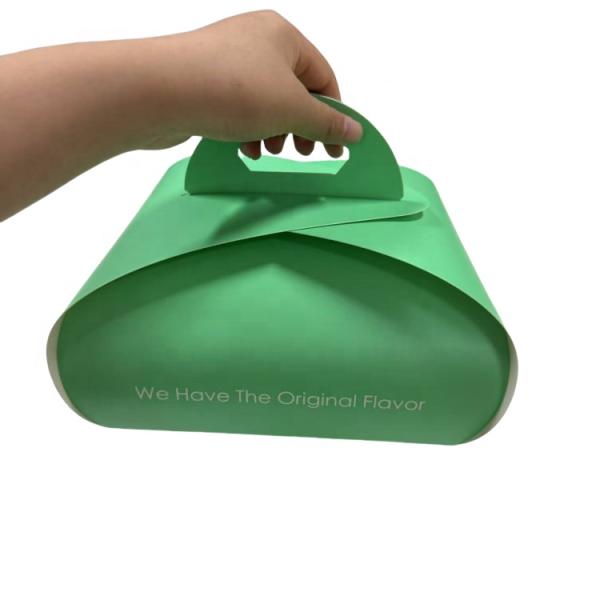 Customized logo Foldable Cardboard Cake Packaging Box with Handle Cardboard Cake Box