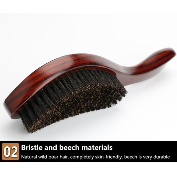 Beach Wood Handle Men's Beard Brush 360 Curved Wave Brush for a Sleek and Defined Look