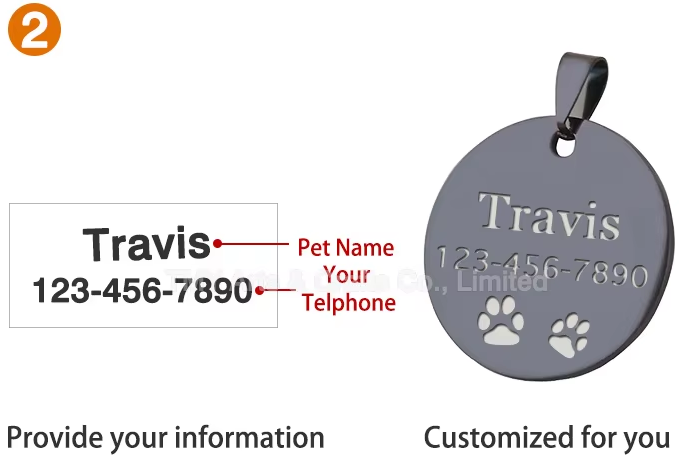 Customize Stainless Steel Metal Dog Tag Round Pet Tags Blank With Laser Engraving