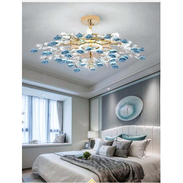 JYLIGHTING fleur de cristal moderne mode haut plafond chambre de mariage LED pendentif suspendu pour la cuisine lustre moderne pendant lumière