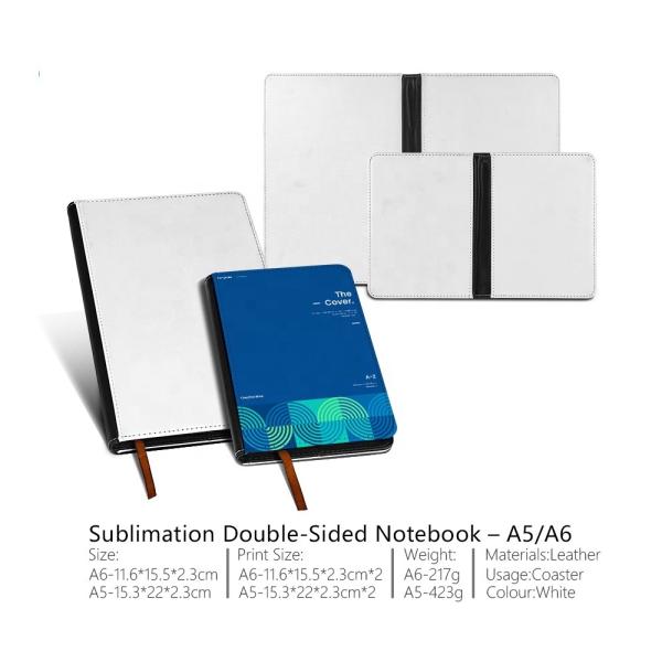 Sublimation Diaries Journal Notepad Cover Blank A5 A6 Double Sided Print PU Leather Sublimation Notebook Blanks