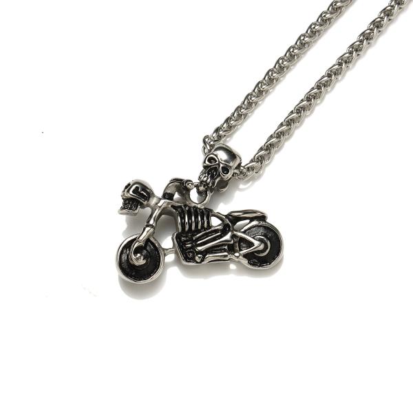 Men Fashion Jewelry Punk Stainless Steel Motor Biker Pendant Necklace