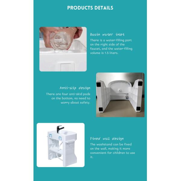 CPC Baby Wash Basin Plastic Free Standing Pedestal Children Size Shampoo Sink