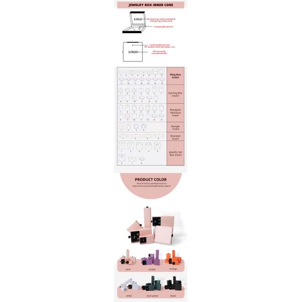 Boîte à bijoux rectangulaire écologique en papier carré rose avec tiroir