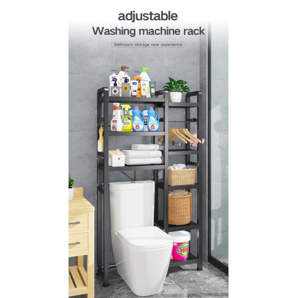 Bathroom Metal Expand Multi Tier Over Toilet Organizer Rack With Hanging Rod Corner Towel Laundry Washing Machine Storage Rack