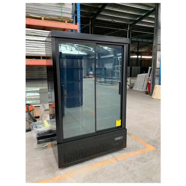 Puerta de vidrio múltiple tipo empujar-tirar, unidad inferior negra comercial para supermercado, refrigerador exhibidor congelador