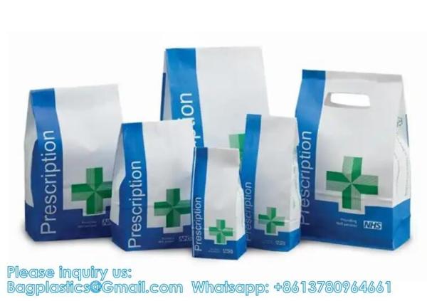Pharmacy Bag, Prescription Bag 8 x 5 x 17”Pharmacy Paper Bag  Medicine Container, Medication Pack