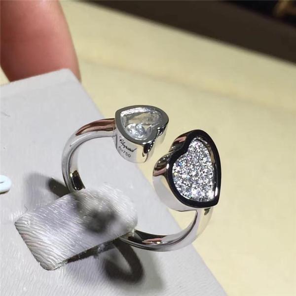 0.22 Carat Natural Diamonds 18K Chopard Happy Hearts Ring Handmade No Stone