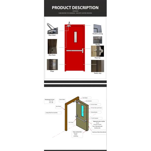 Top Brand Simple Design Bulletproof Fire Proof for Out Door Fire Pit Door Seal 1 Hour Fire Rated Metal Door with Smart Lock