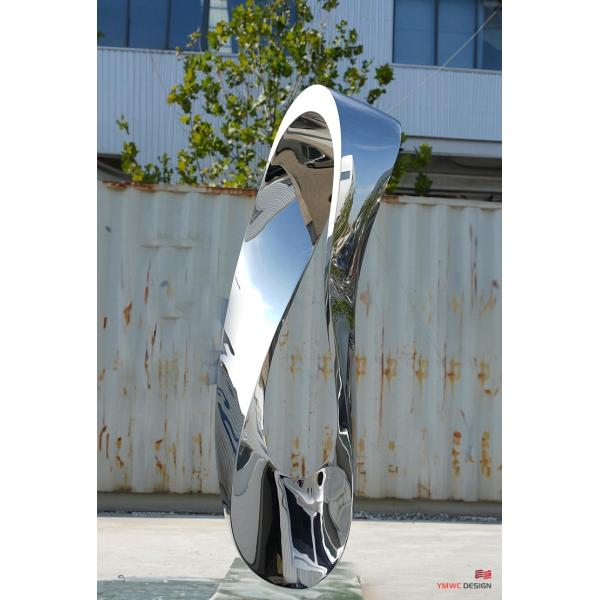 Custom Print Method Metal Abstract Sculpture Polished Mirror Circle Outdoor Sculpture