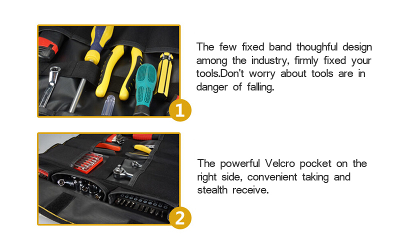 Professional High Quality Polyester Bartender Knife Folding Rolling Tool Bag Tool Kit Bag