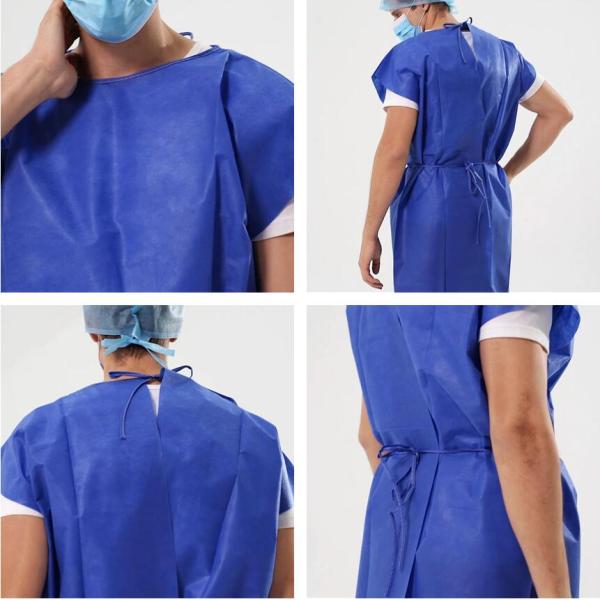 S&J Eco Friendly SMS or PP Nonwoven Fabric Patient Uniform Short Sleeve Gown Sterile Reinforced Disposable Medical  Patien Gown