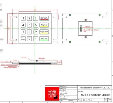 IP65 Rated Waterproof Metal KeyPad 100mm*91.5mm Size for Industrial Control Applications