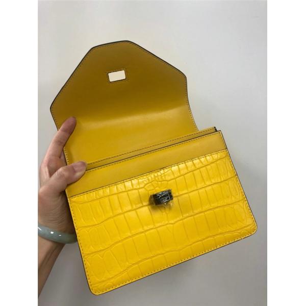 Authentic Crocodile Belly Skin Women Small Orange Purse Lady Chain Handbag Genuine Alligator Leather Female Shoulder Bag