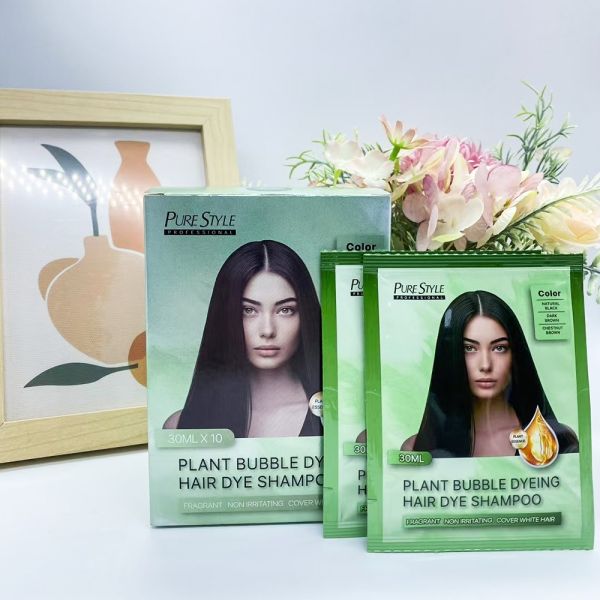 Plant Hair Dye Shampoo Fast Gray Coverage Bubble Color for Home OEM Available