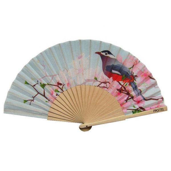 Customized Printing Advertisement Promotion Party and Wedding Decoration Wood Ribs Fan for Sale