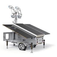 Tour phare de surveillance solaire mobile avec panneaux solaires 3*460 W