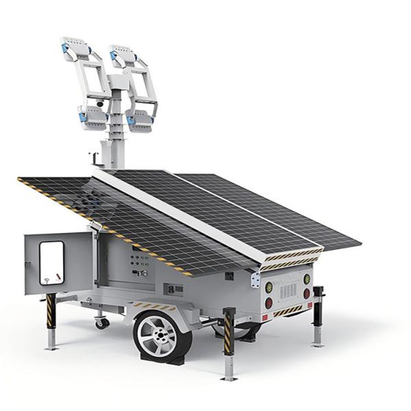 Trailer Solar Security Camera Light Tower With 3*460W Solar Panels
