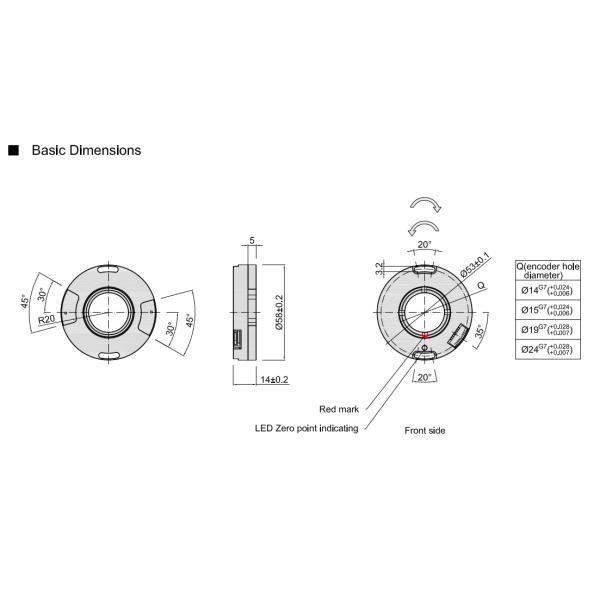 PC58 Ultra-thin Hollow Shaft Incremental Encoders Through Hole 10000ppr Resolution