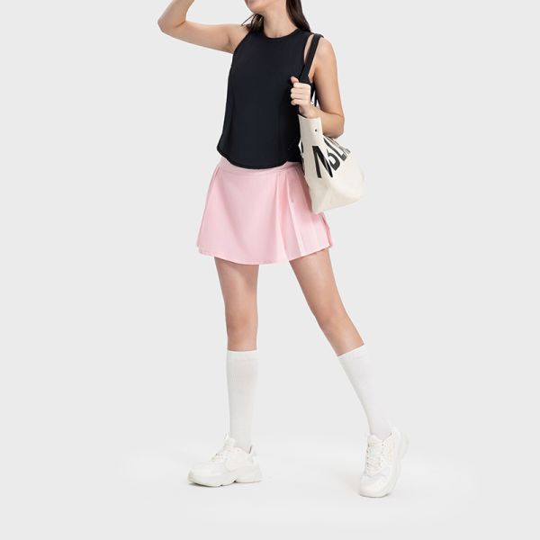 Pastel Pink Satin Pleated Mini Skirt High Waisted Flowy for Women Dance Gymnastics