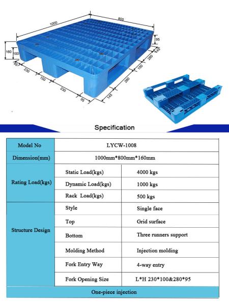 resistente de umidade plástico empilhável do HDPE da pálete 1000x800 para médico
