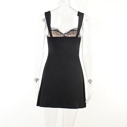 OEM maufactory Skirts Autumn cross -border new sexy sleeveless lacewave collar short skirt dress