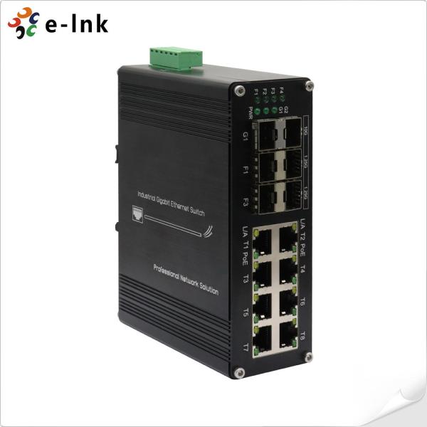 Industrial PoE Ethernet Switch 8× 10/100/1000Base-T PoE ports, 4× 1000Base-X SFP ports, and 2× 10G SFP+ ports