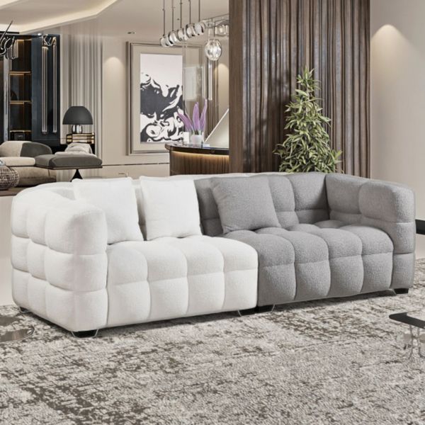 Modern Lounge Sofa for Living Room Furniture White Grey Fabric Sectional Couch Set Modular 2 Seater Upholstered Sofas