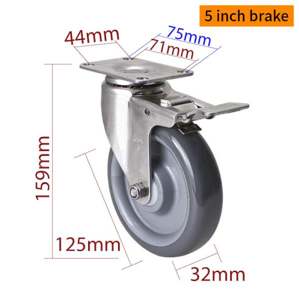 EDL 5Inch Stainless Steel Medium Duty Caster With Durable  Wheel Loading 150Kg S545P-75