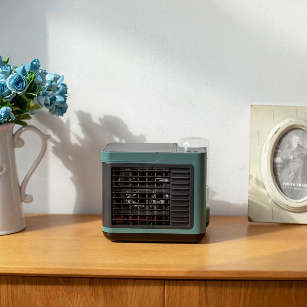 Настольный вентилятор охлаждающего тумана со светодиодной подсветкой распыляет 3 режима скорости ветра для офиса дома