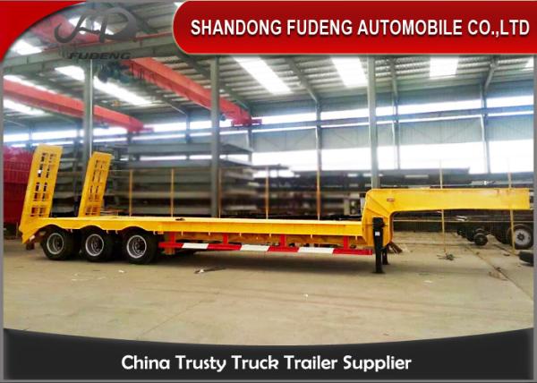 SKD Type Low Base Trailer , Machine Carrying Gooseneck Truck Low Bed Trailer 