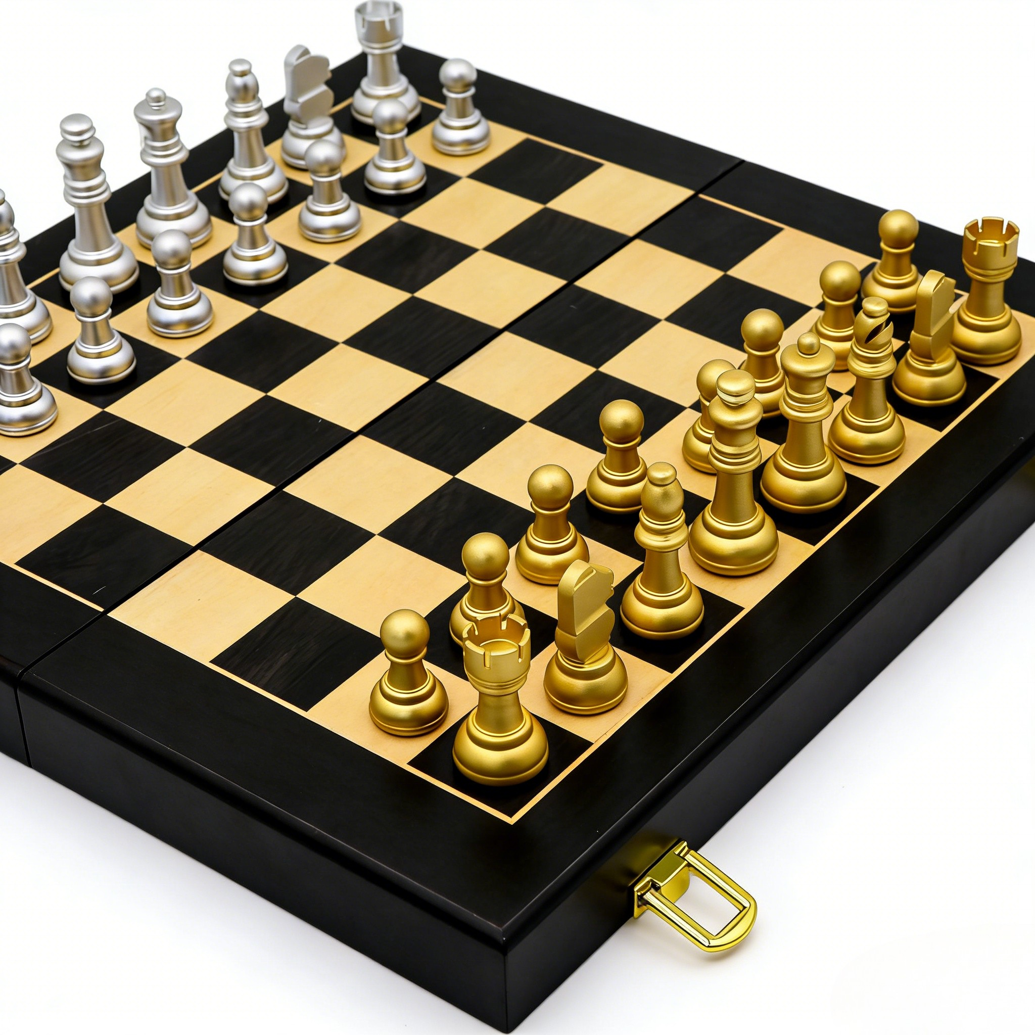 Foldable International Chess Set with Lightweight Aluminum Alloy Pieces and Customized Logo for Travel & Home Decoration