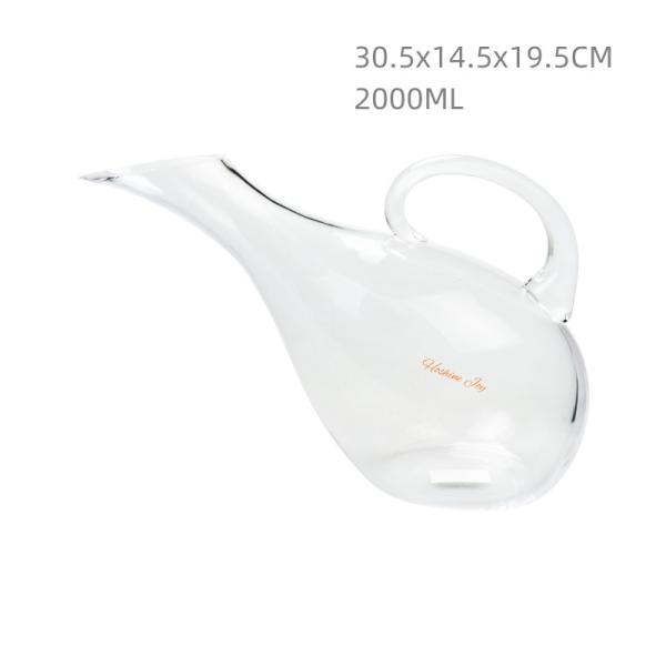 Clear Glass Wine Decanter Pourer Handmade 2000ml Capacity LFGB