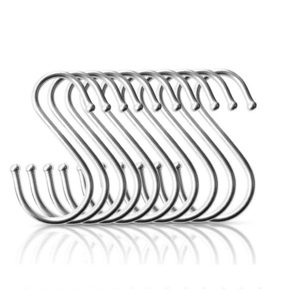 Ganchos de metal em forma de S elegantes e duráveis para decoração doméstica na sala de estar, quarto, cozinha